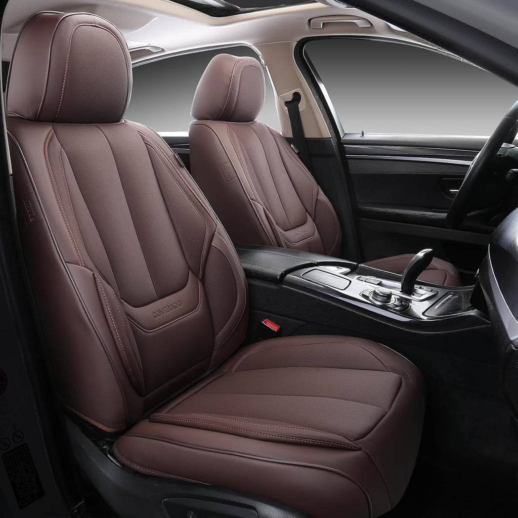 Black Waterproof Nappa Leather Car Seat Covers Full Set Z339910