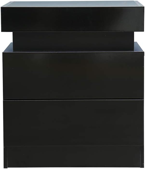 White 2 Drawer LED End Table K744191