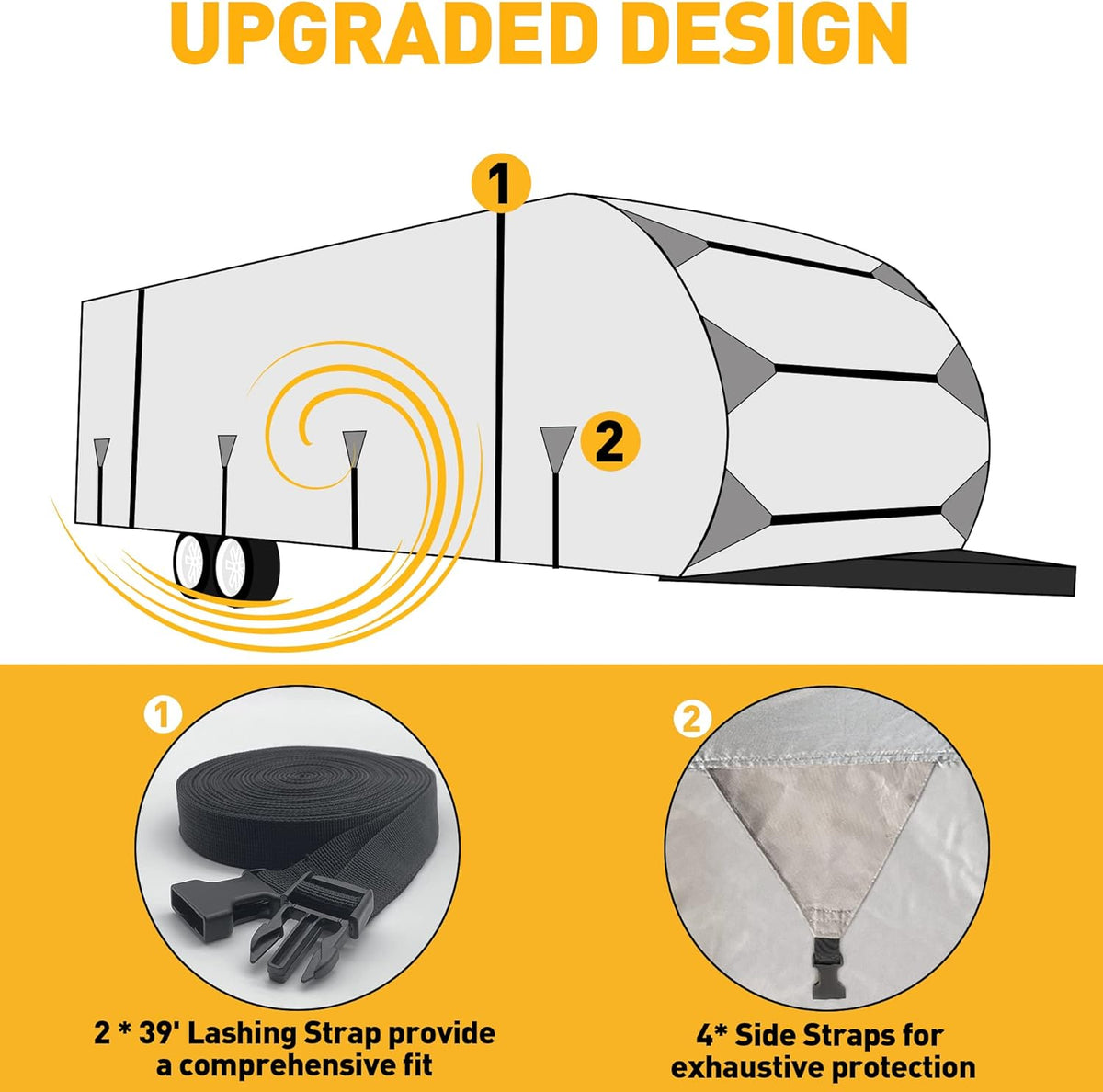 Waterproof Windproof Anti-UV Travel Trailer Cover for 18'-20' RV S8943