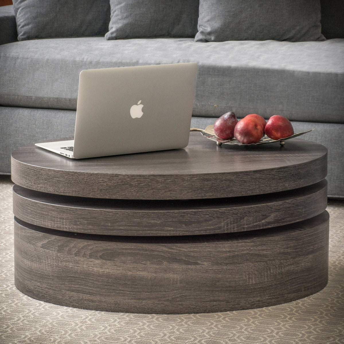 Oval Rotating Wood Coffee Table C88580