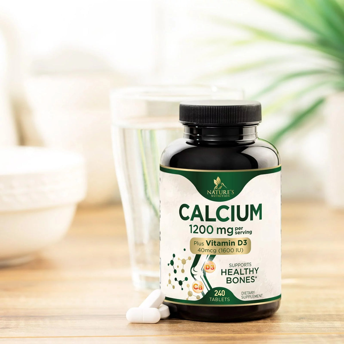 240 Tablets Calcium 1200 mg with Vitamin D3 Dietary Supplement N7780