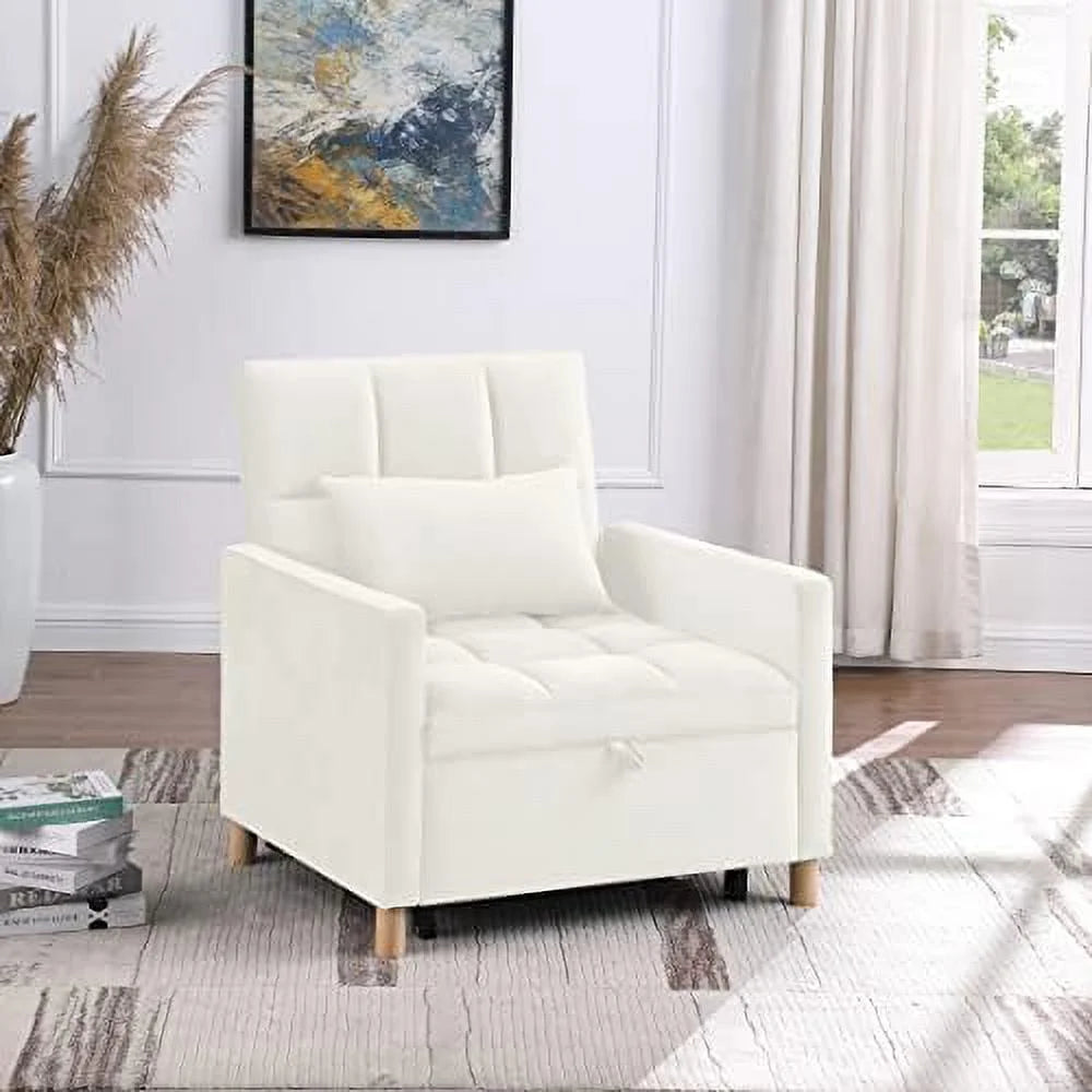 Convertible Chair Sleeper Velvet Adjustable Single Sofa Bed with Lumbar Y724
