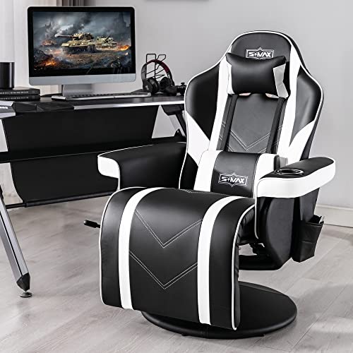 Black White X Large PU Leather Gaming Recliner Chair V358