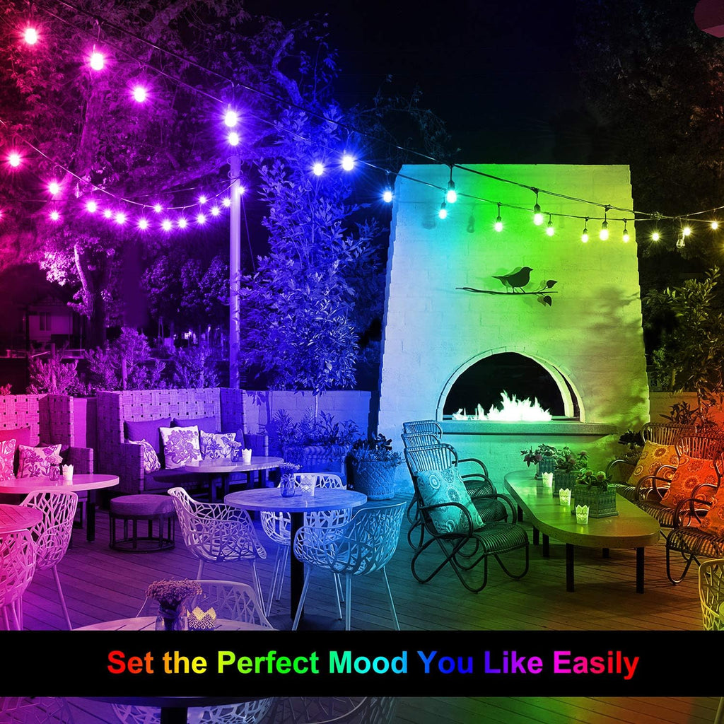 48FT RGB Cafe String Lights with 18 Shatterproof Edison Bulbs K834321