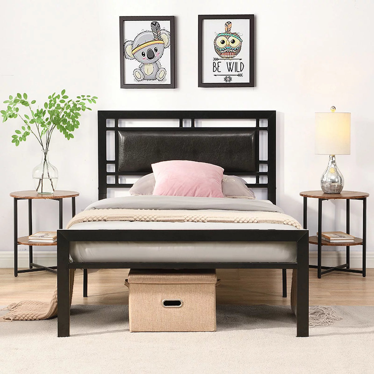 Twin Size Black Metal Bed Frame S65310