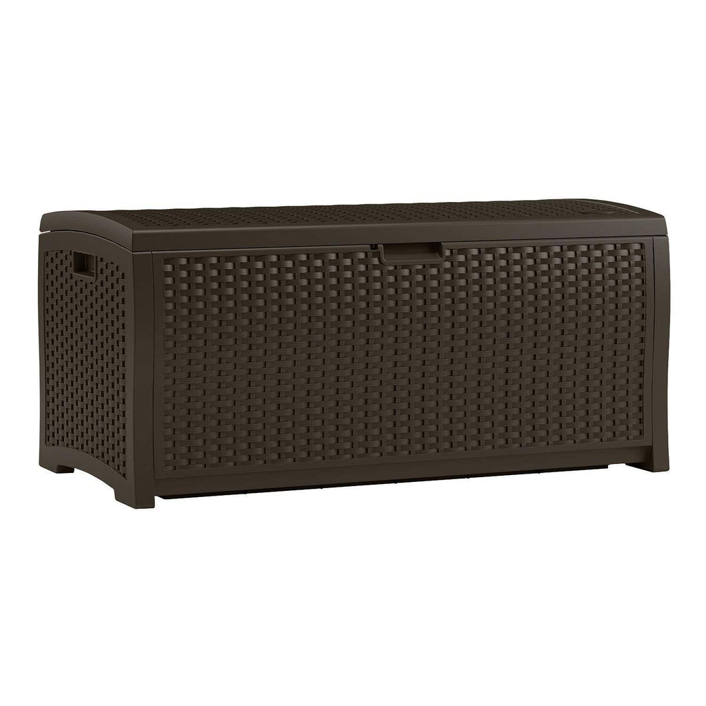 Mocha Wicker Resin Deck Box 73-Gallon V77585