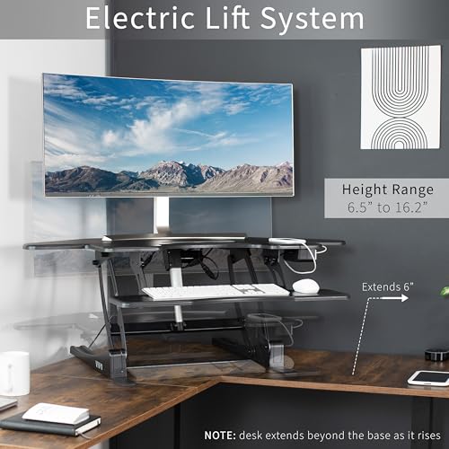 43 inch Electric Height Adjustable Stand Up Desk Converter Black R3113