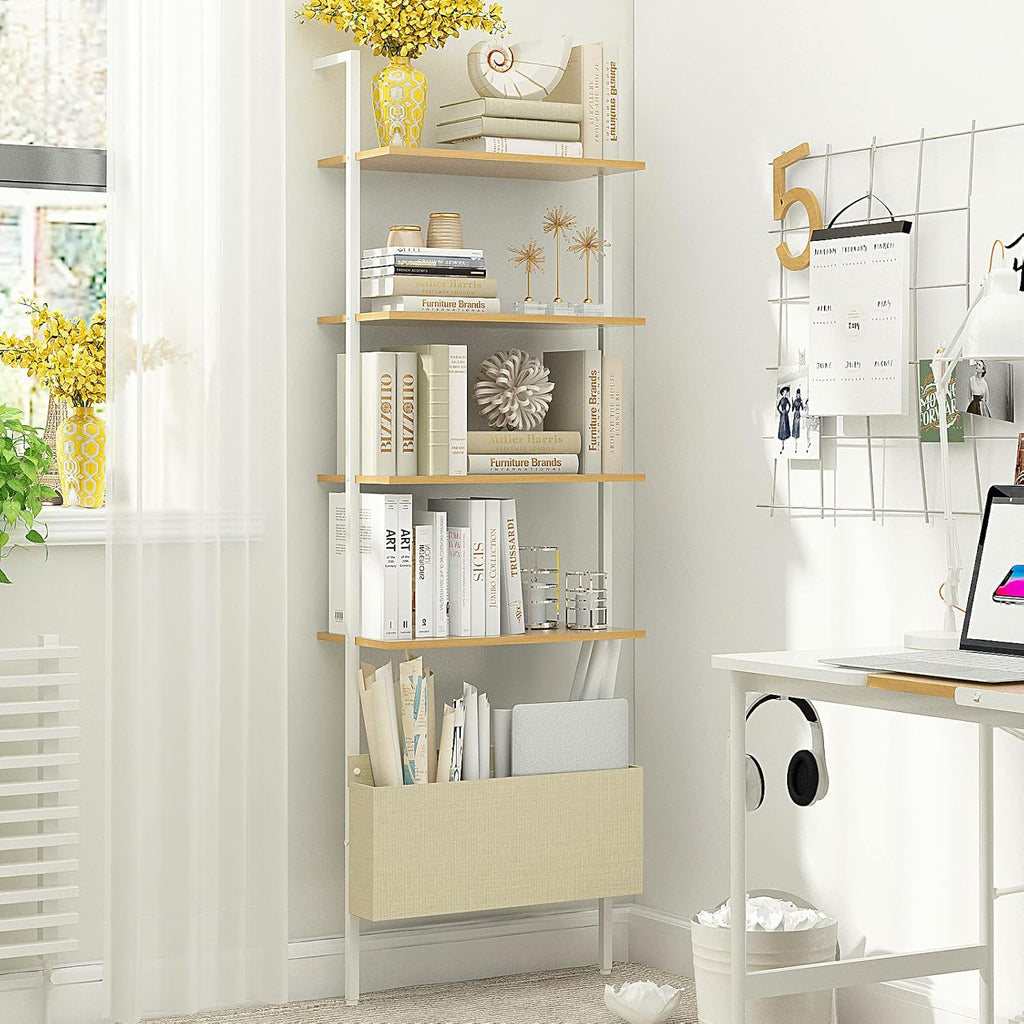 Oak 4-Tier Wall Mount Bookshelf V861