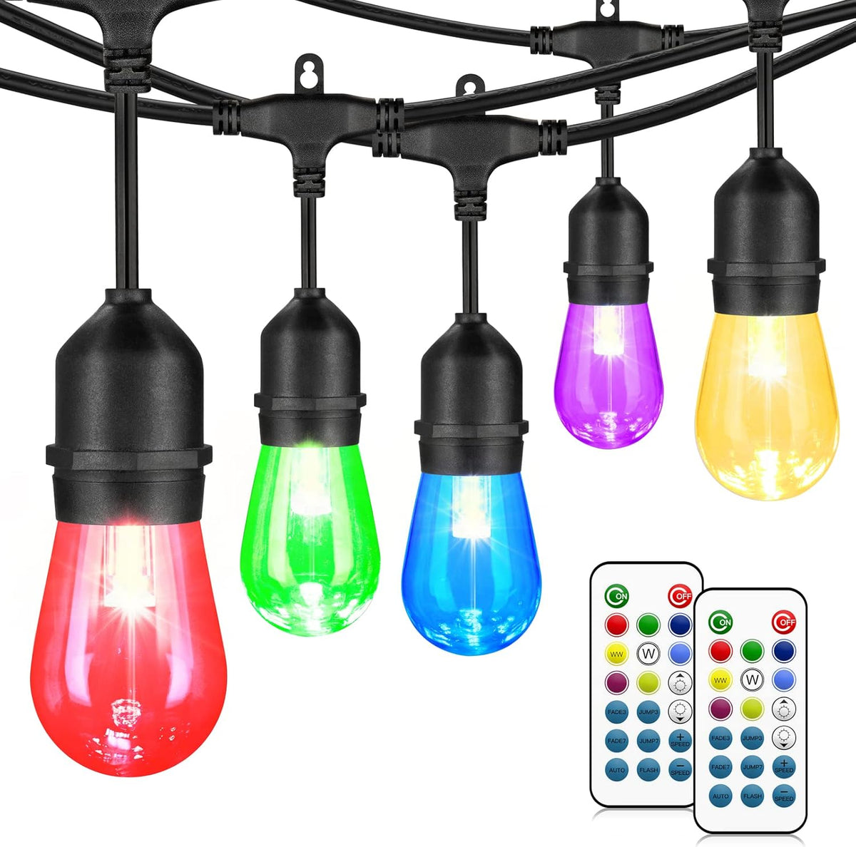 48FT RGB Cafe String Lights with 18 Shatterproof Edison Bulbs K834321