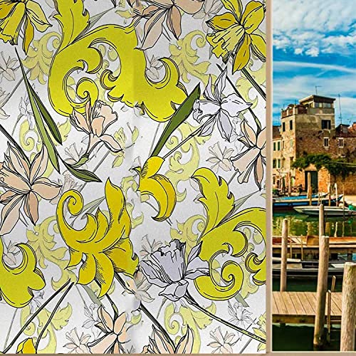 Floral Yellow Window Privacy Film, 17.7 inch by 23.6 inch Y89300