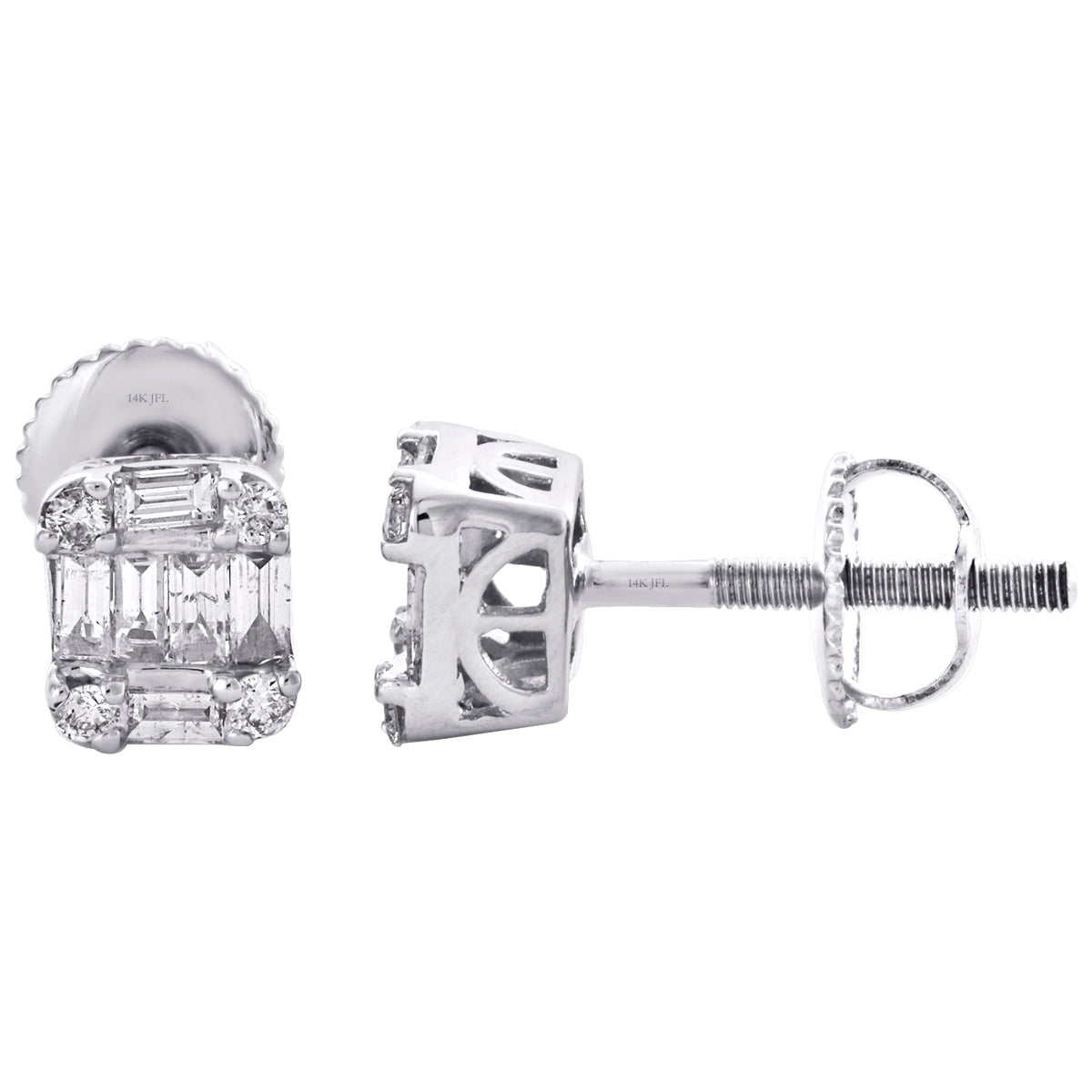 14K White Gold Diamond Stud Earrings Q39998