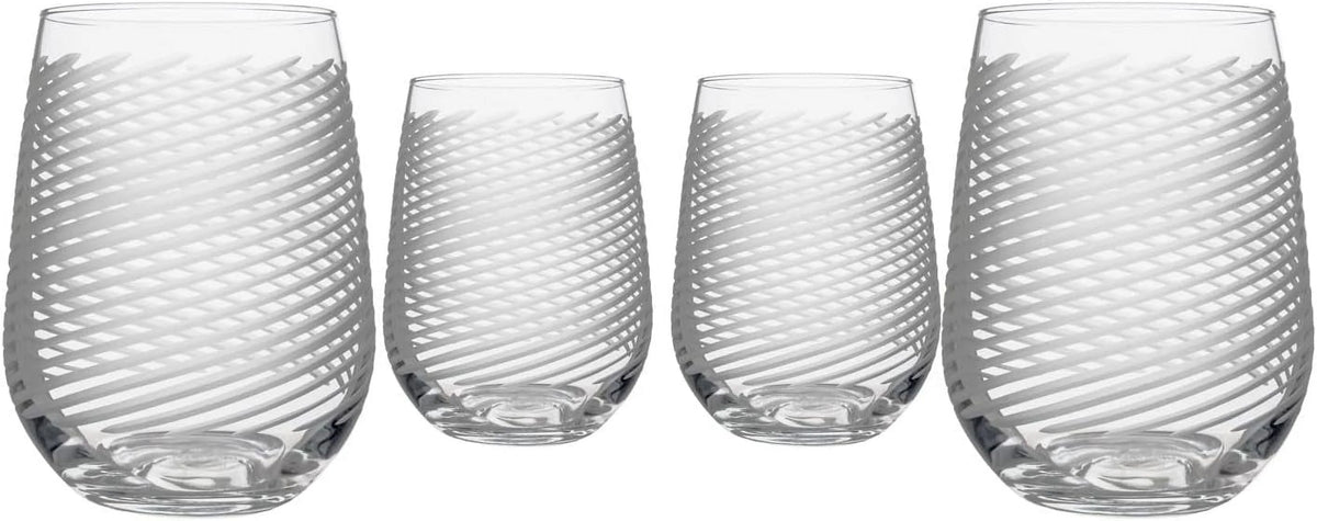 Stemless Wine Glasses Set Of 4 Lead-Free Glass R284