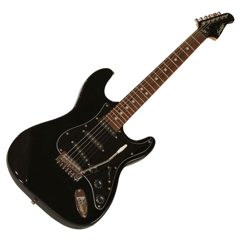 Black Electric Guitar with Amp, Case, and Cable M8724
