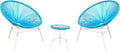 Blue 3 Piece Bistro Set with Glass Top Table G7238
