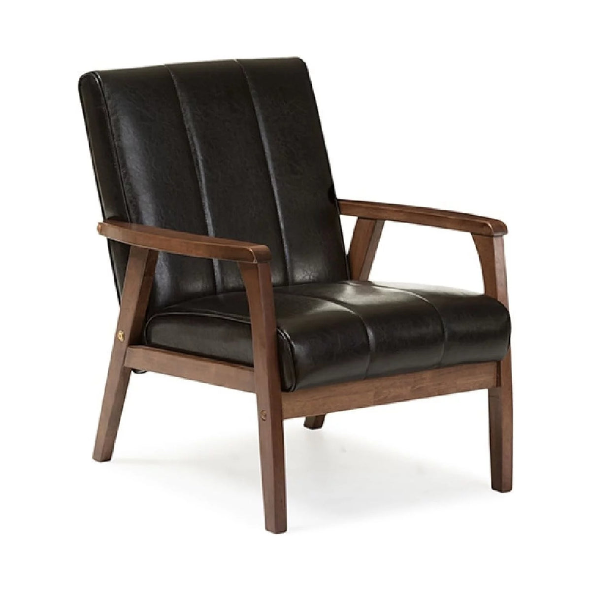 Black Faux Leather Wooden Lounge Chair P754363