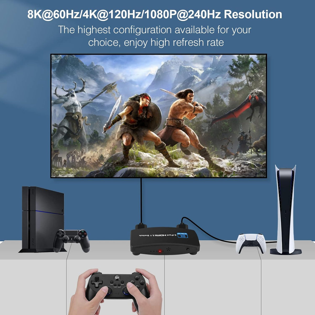 HDMI 2.1 Switch 3 in 1 Out with Remote Control Pack of 2 M141