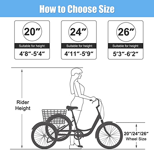 7 Speed 3 Wheel Bicycle with Shopping Basket K594328