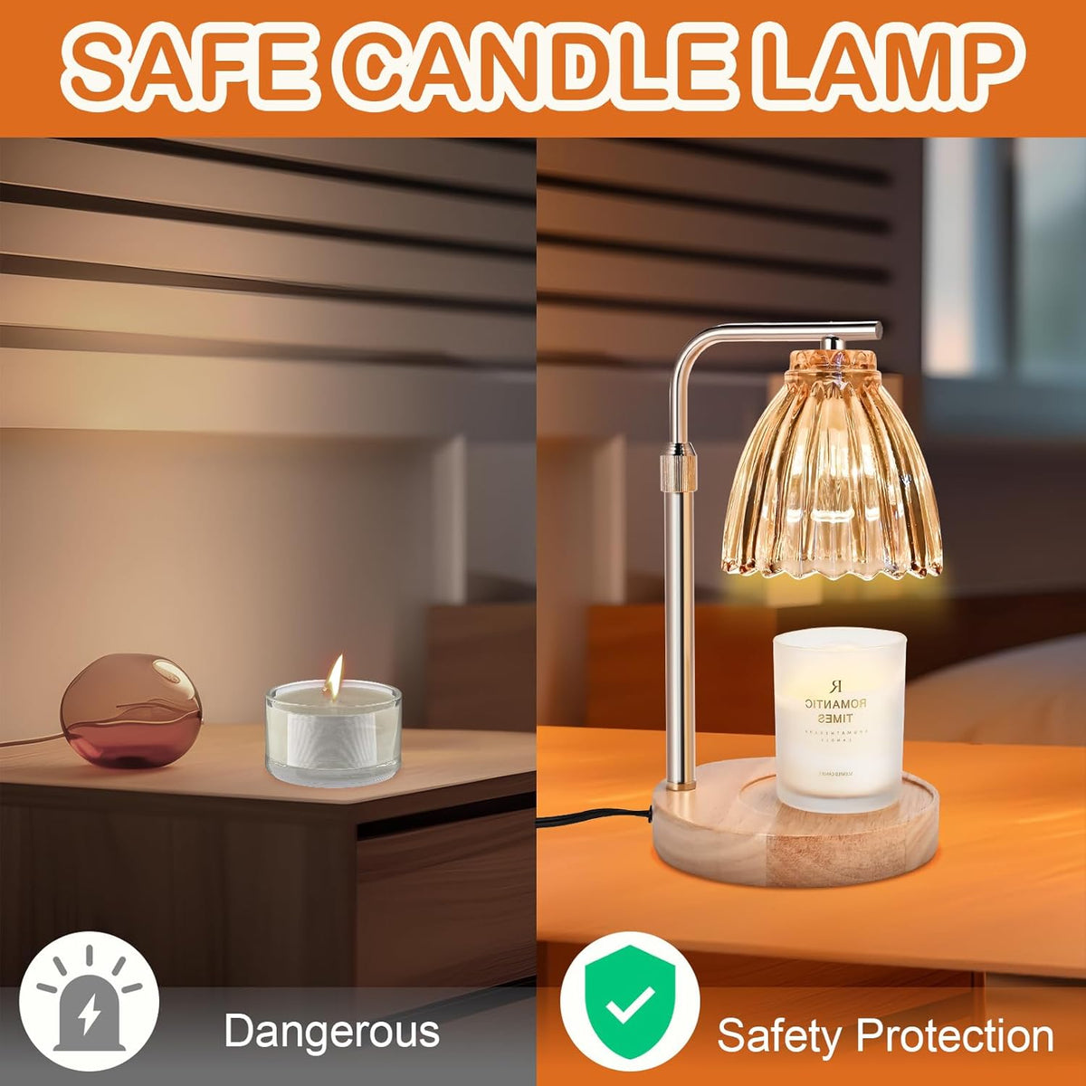 Electric Candle Warmer Lamp with Timer & Dimmer, Glass, Includes 2 Bulbs E2769