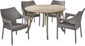 5 Piece Acacia Wood and Wicker Dining Set Z1045