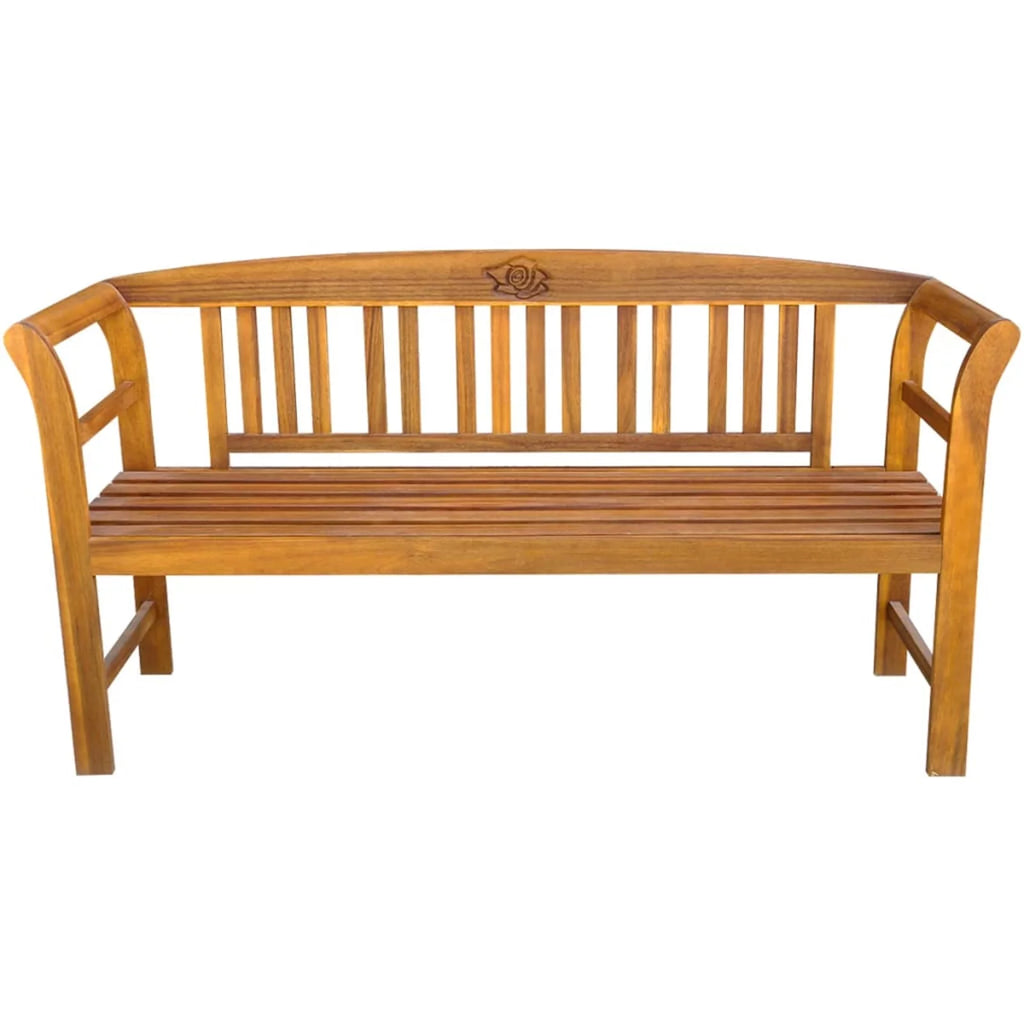 Beige Cushion Acacia Wood Garden Bench R90366