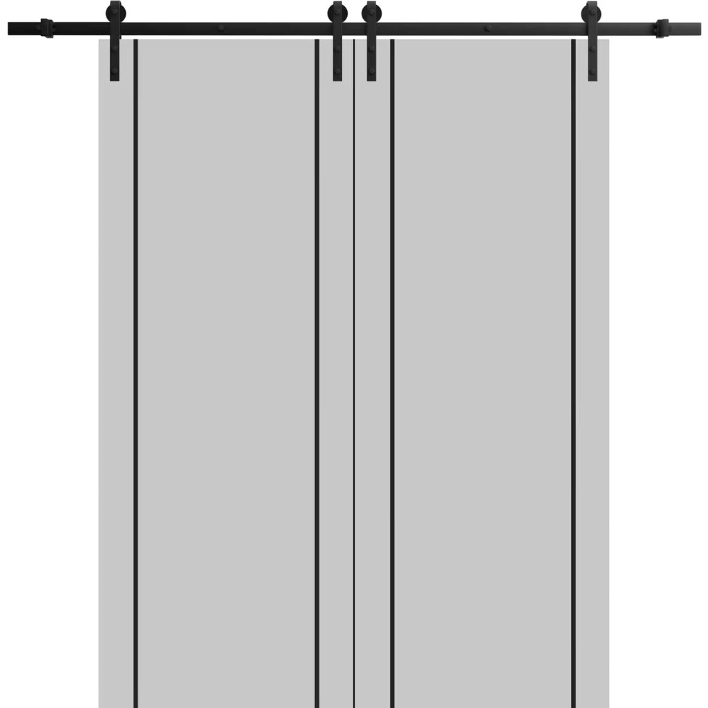 Double Barn Door 36 x 80 inches with Frosted Glass M5486