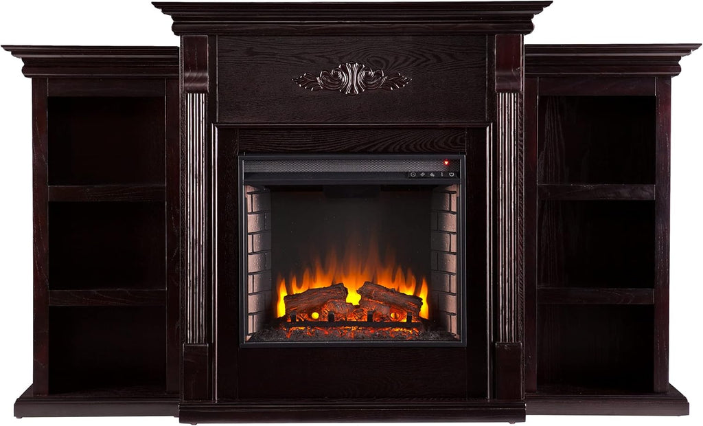 Ivory Electric Bookcase Fireplace U42581