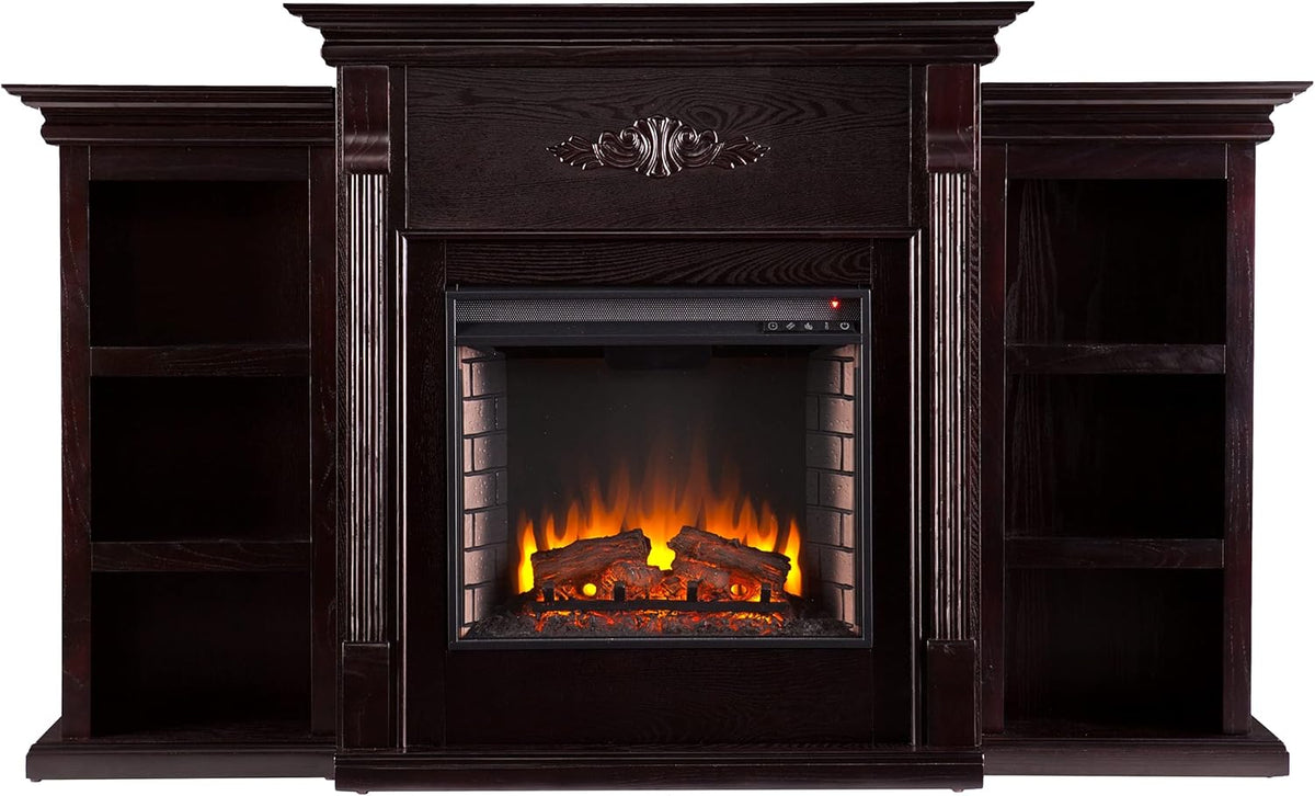 Ivory Electric Bookcase Fireplace U42581