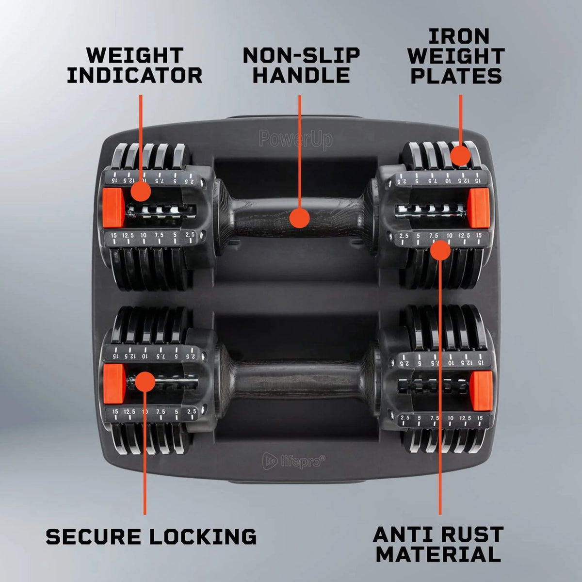 15 Pound Adjustable Dumbbells Set, 2 Pcs N482521