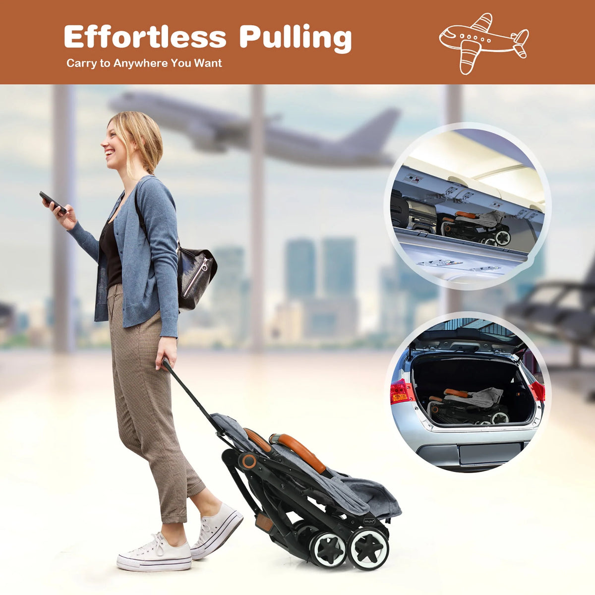 Lightweight Aluminium Baby Stroller with Net Y675