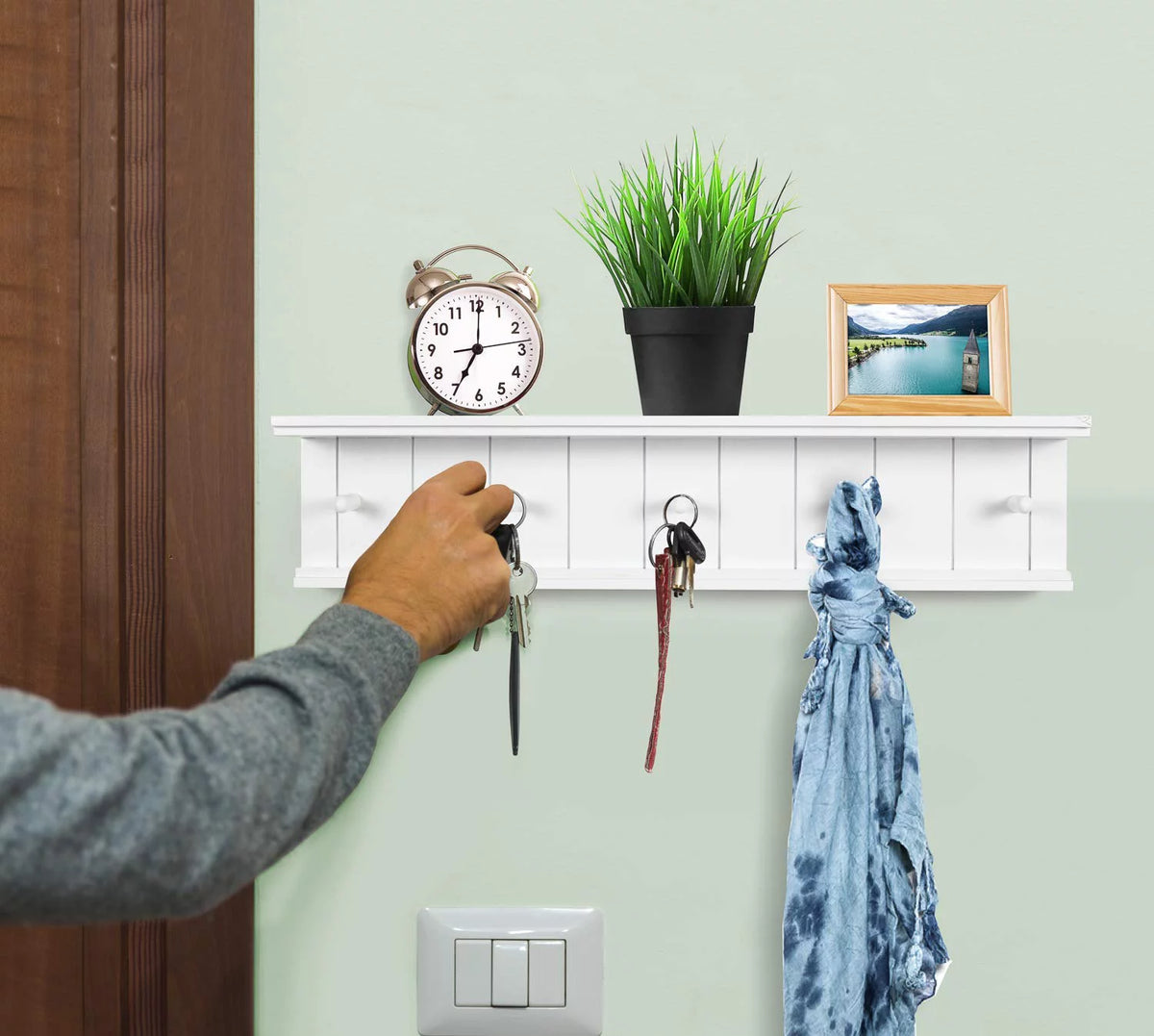 White MDF Wood Floating Shelf G3905