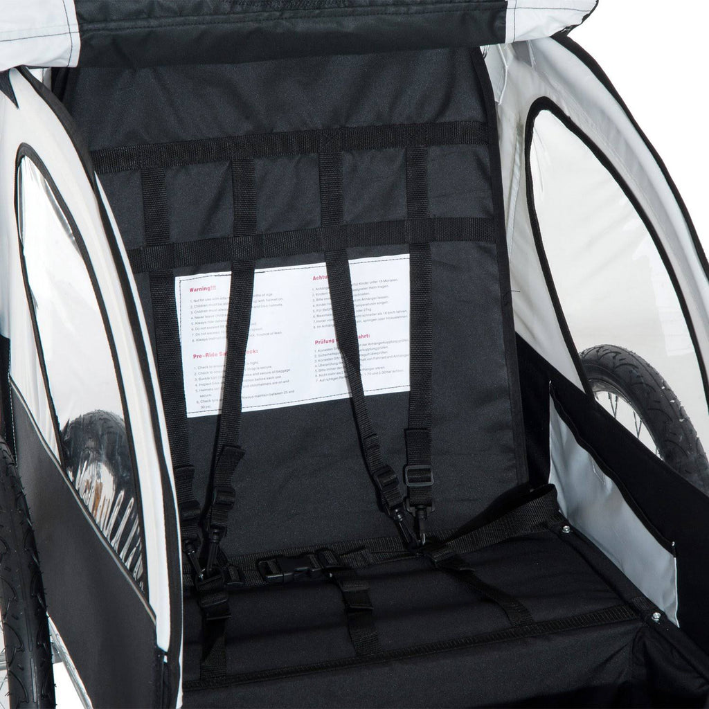 2in1 Double Child Bike Trailer and Stroller - Black O109