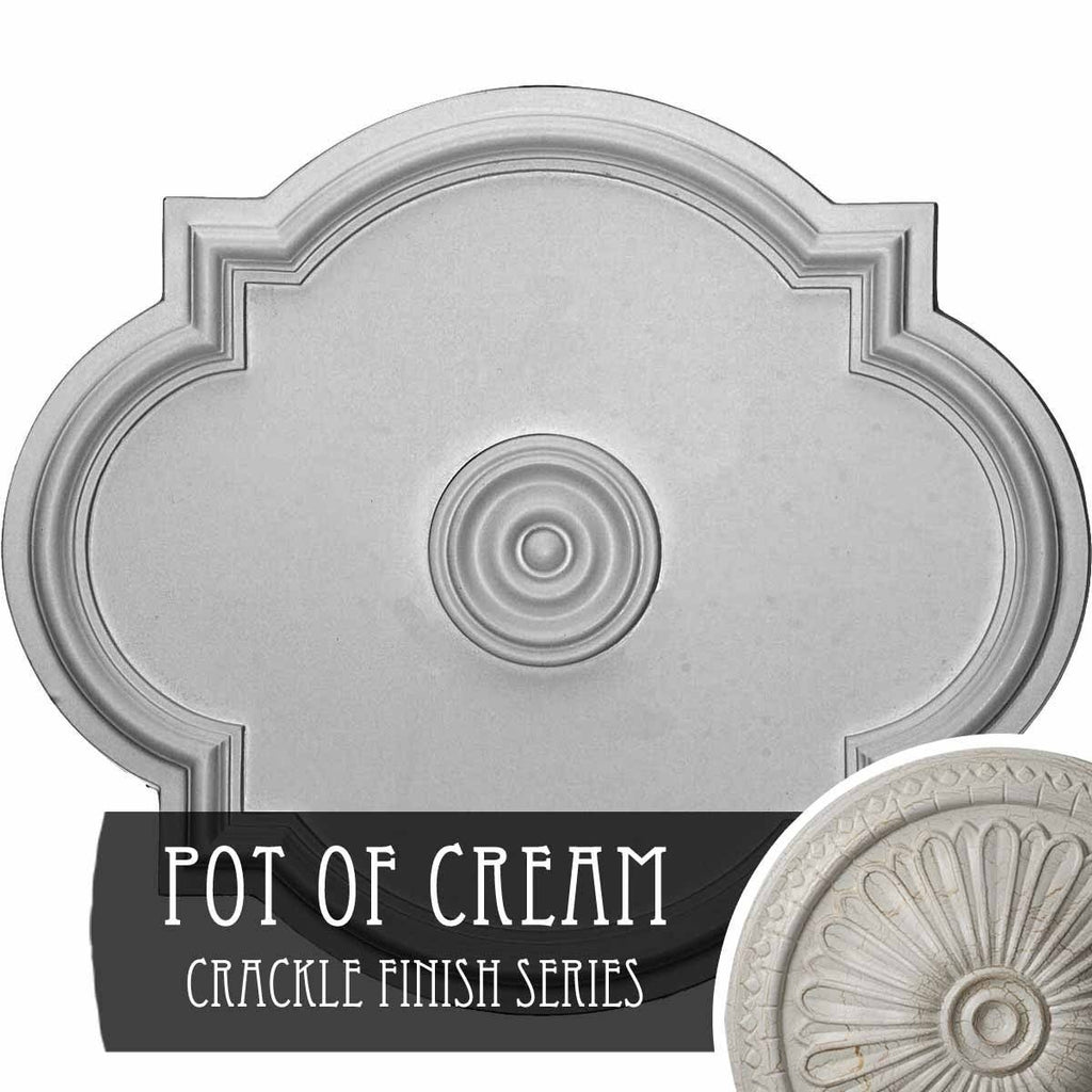 24x22W x 20 1/2x22H x 1 1/8x22P Ceiling Medallion, Hand-Painted Pot of Cream Crackle H451143