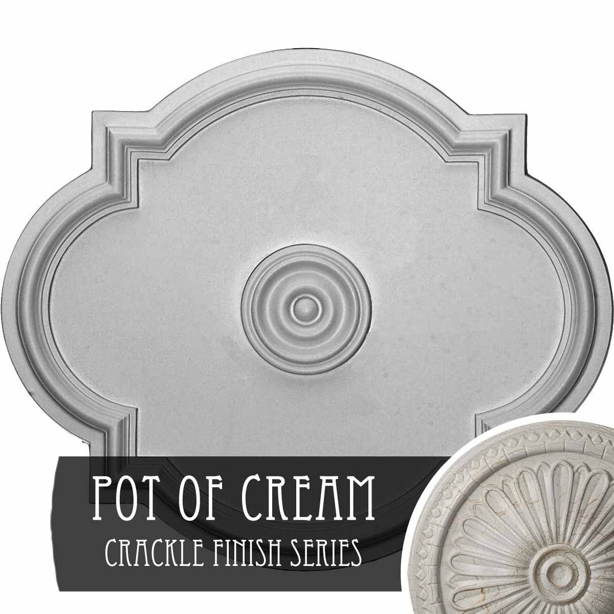24x22W x 20 1/2x22H x 1 1/8x22P Ceiling Medallion, Hand-Painted Pot of Cream Crackle H451143