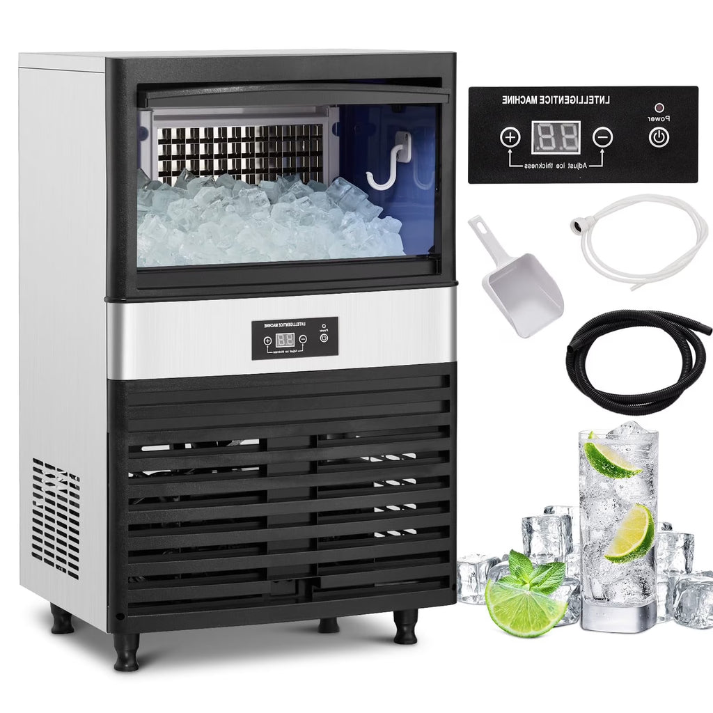 Commercial Ice Maker Machine, Under Counter, 110lbs in 24Hrs, 33lbs Storage Capacity K9593
