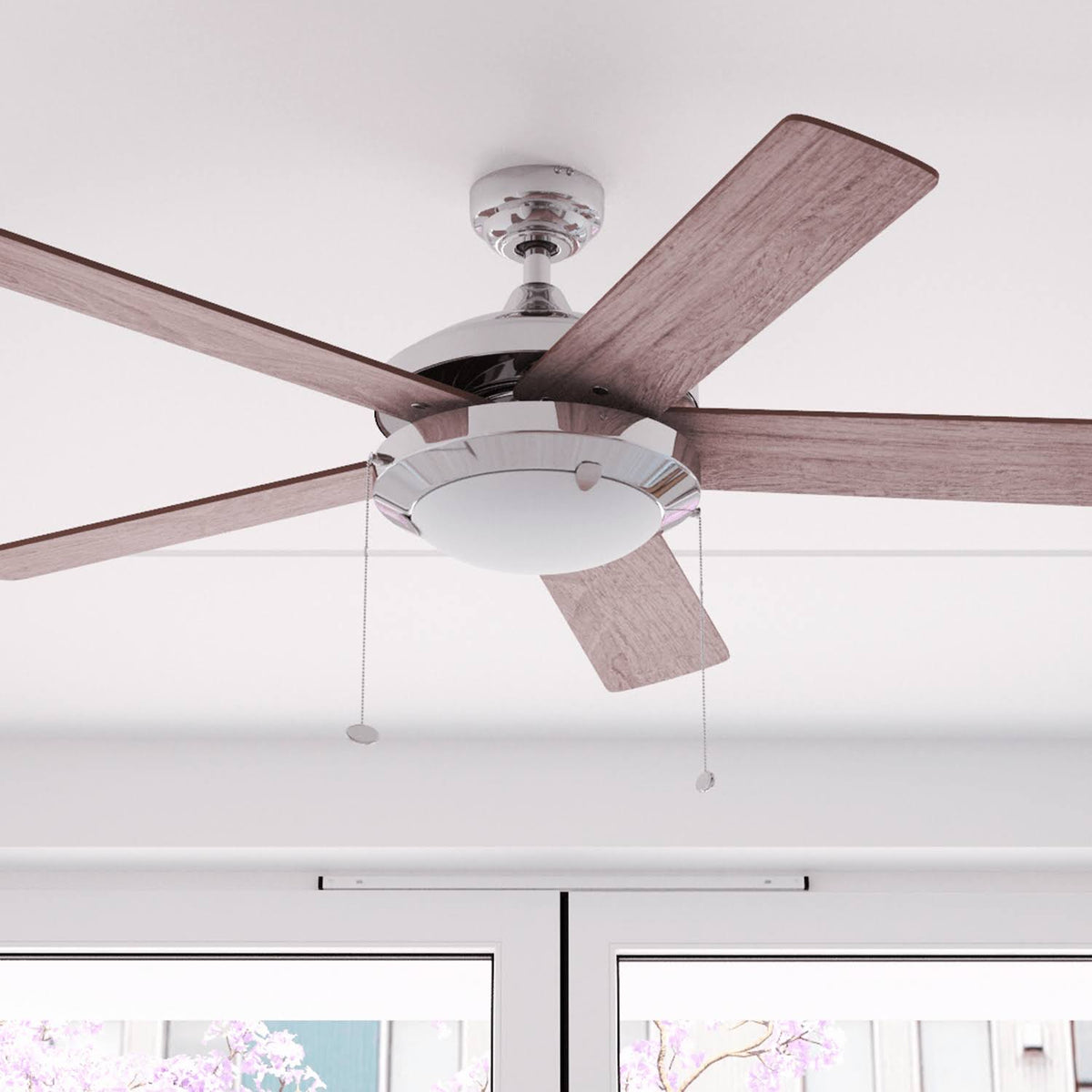Chrome Contemporary Rustic Ceiling Fan, 52 LED J61086