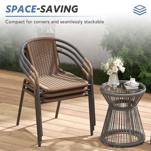 Black Wicker Stackable Dining Chairs Set of 6 S3639