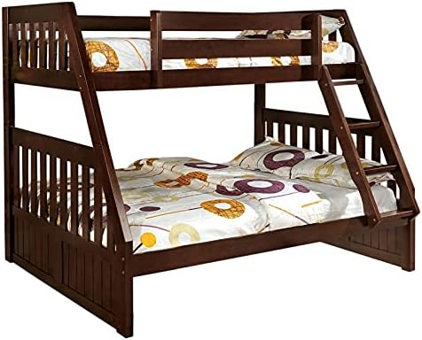 Twin Over Full Bunk Bed in Dark Walnut F9134