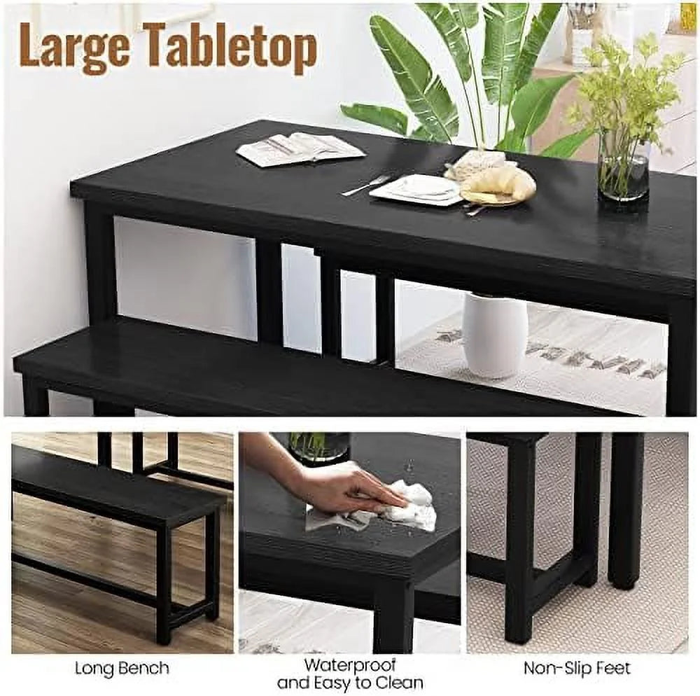 3 Piece Dining Table Set with 2 Benches G996