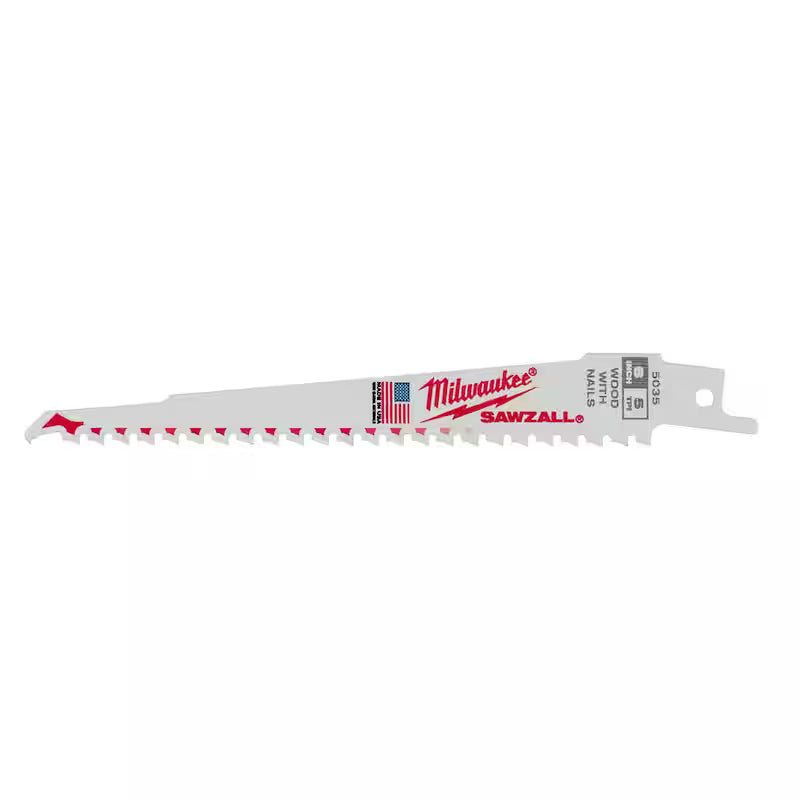 6 in. 5 TPI BiMetal Reciprocating Saw Blades (5-Pack) H21821