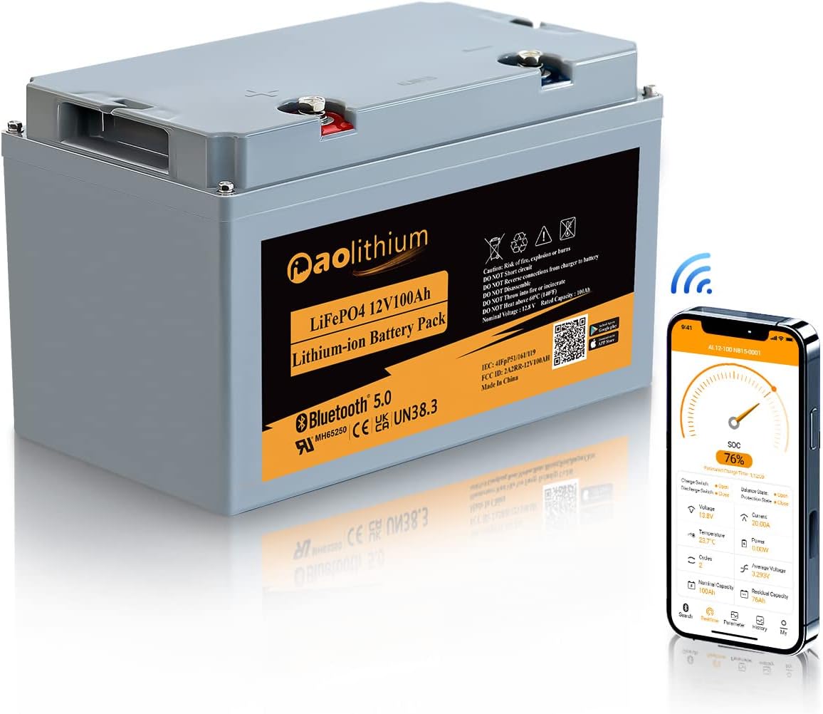 100ah 12V LiFePO4 Battery with Bluetooth A117