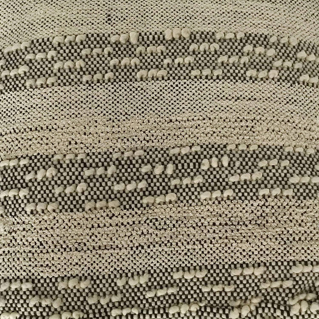 Grey Off/White Woven Striped Cotton Wool Square Pouf G76593