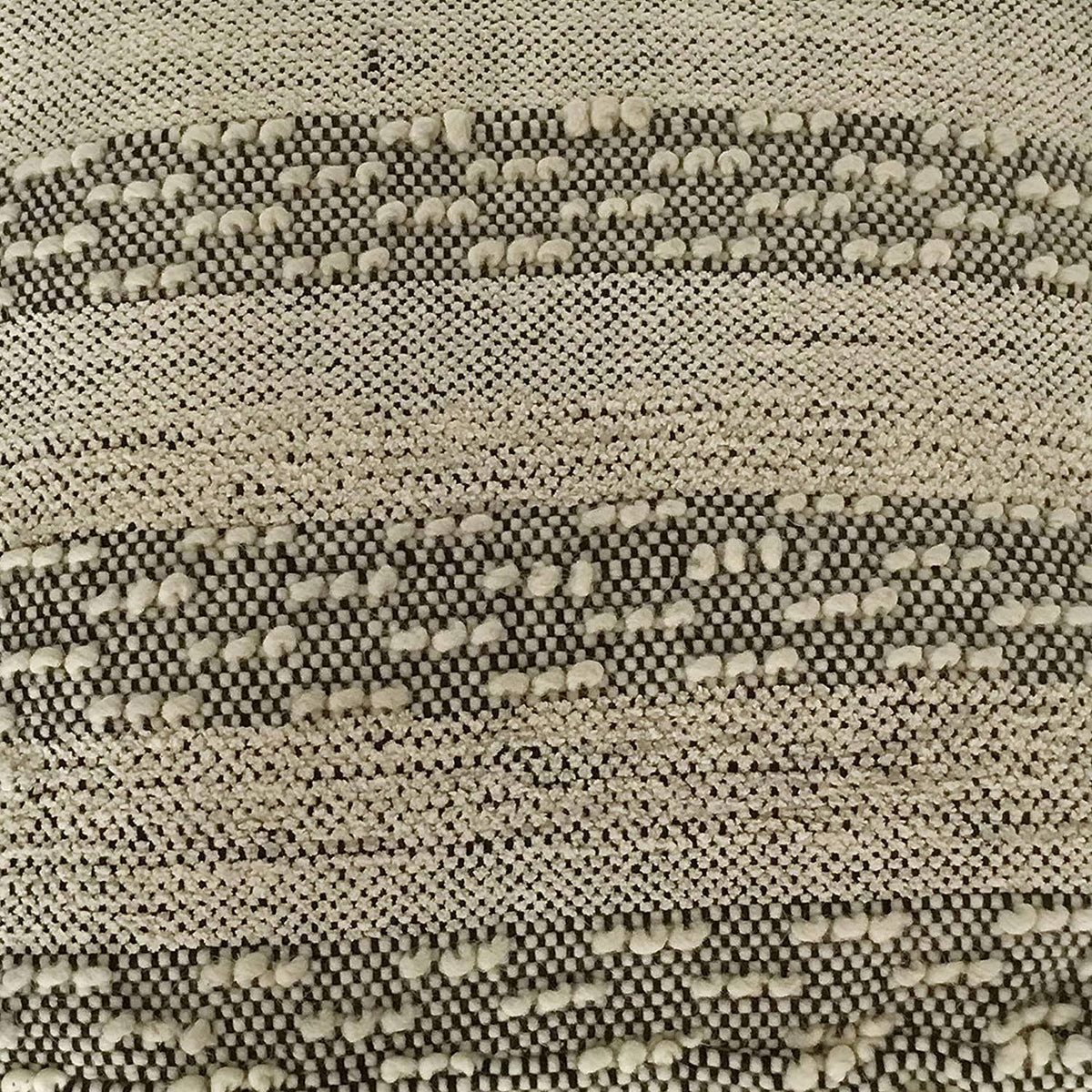 Grey Off/White Woven Striped Cotton Wool Square Pouf G76593