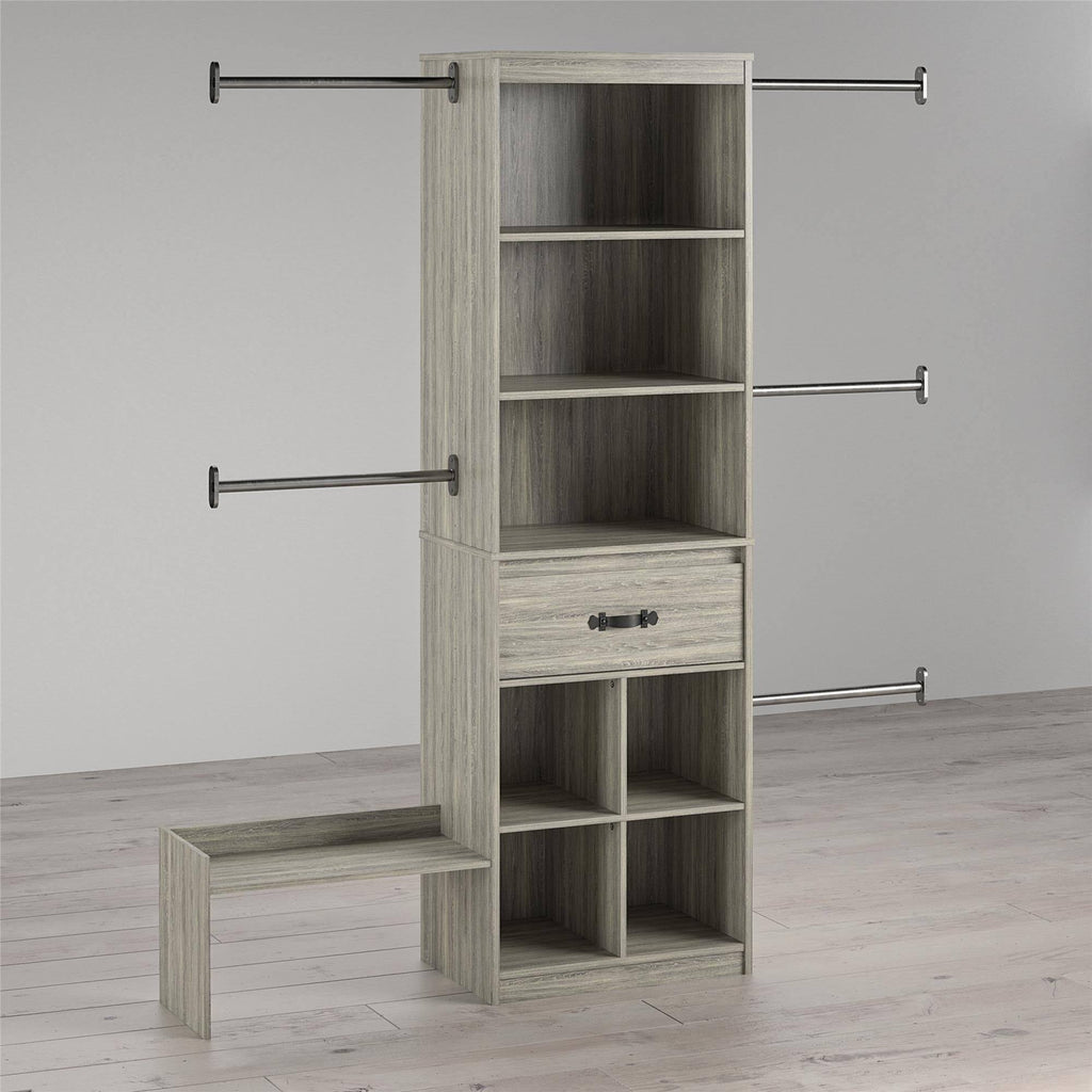 Grey Oak Kids Closet Organizer System Z730319