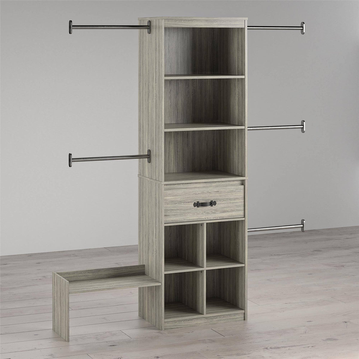 Grey Oak Kids Closet Organizer System Z730319