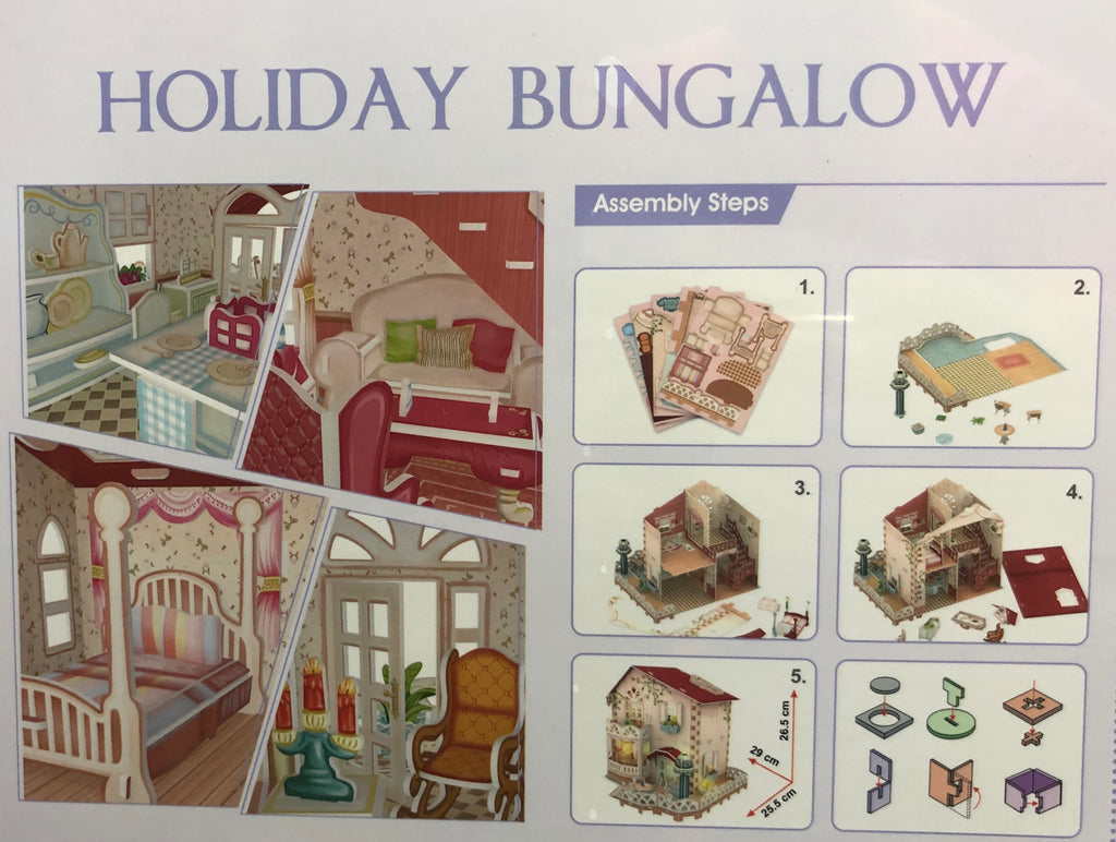 Dollhouse Bungalow with LED Light 11.4"x10"x10" L24337