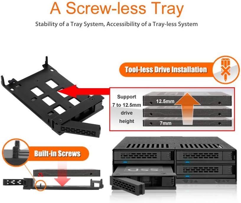6 x 2.5" SATA HDD SSD Hot Swap Cage for External 5.25" Bay S98019