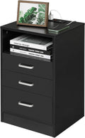 Black 3 Drawer Wood Nightstand with USB Port K779
