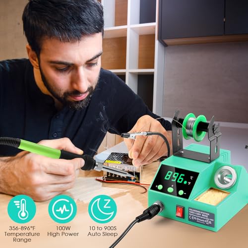 100W Digital Display Soldering Iron Station Kit with 2 Helping Hands W18294
