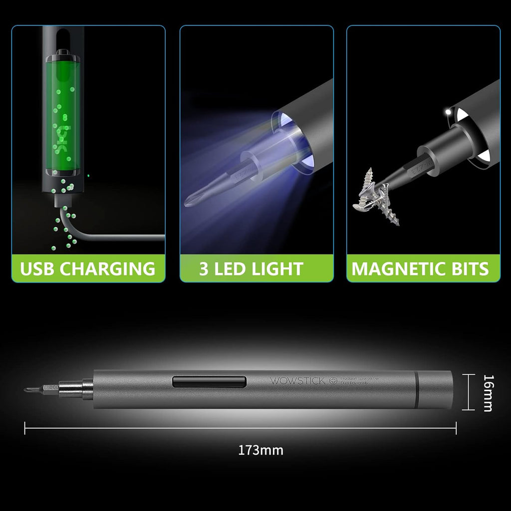 Mini Electric Screwdriver 69 In 1 with 56 Magnetic Precision Bits & LED Light T14241
