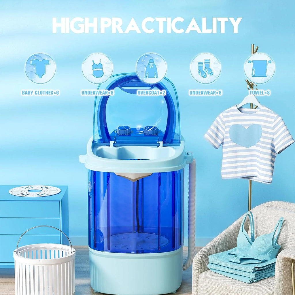 Portable Mini Washing Machine 5.7 lbs 2 in 1 Washer with Drain Hose, Blue V824